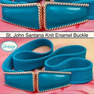 St. John Vintage Santana Knit Enamel Buckle Belt
